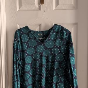 Gudrun Sjoden Teal and Navy Long Sleeve Top